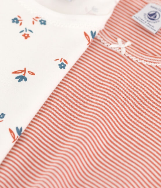 Confezione da 2 t-shirt a maniche corte, a fiori, bambina, cotone variante 1