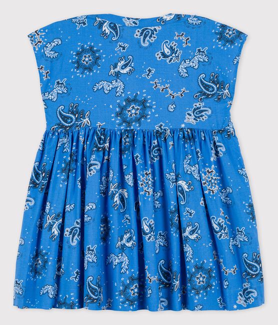 Vestito a maniche corte bebè in popeline in fantasia bandana blu BRASIER/bianco MULTICO