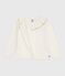Cardigan in misto lana e cotone tinta unita bambina bianco MARSHMALLOW/grigio ARGENT
