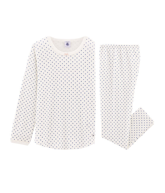 Pigiama bambina a costine bianco MARSHMALLOW/blu MAJOR CN