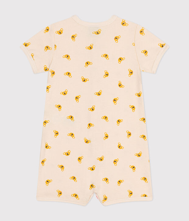Tutina corta koala beb&egrave; in cotone ecru/multicolore