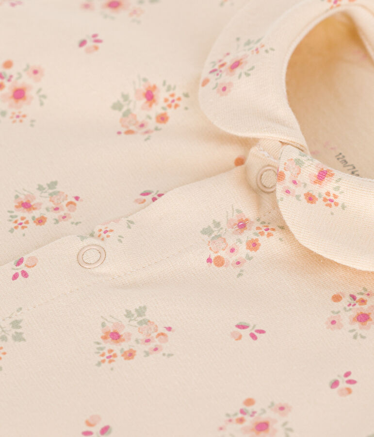 Tutina corta beb&egrave; in jersey leggero ecru/multicolore