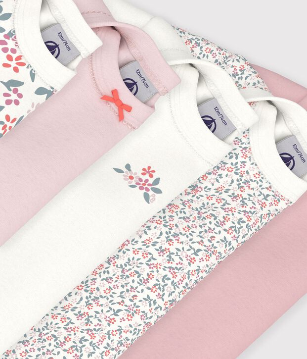 Set di body a maniche lunghe in cotone con stampa a fiori neonata multicolore