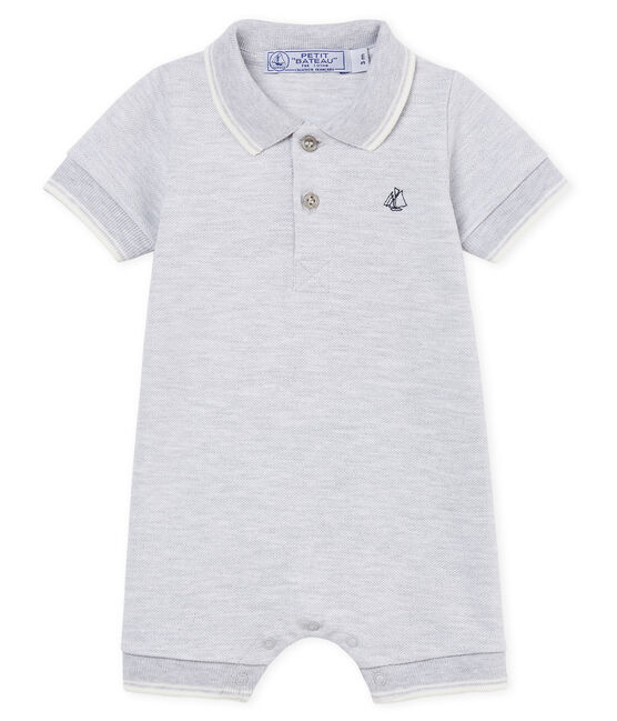 Tutina corta polo bebè maschio grigio POUSSIERE CHINE