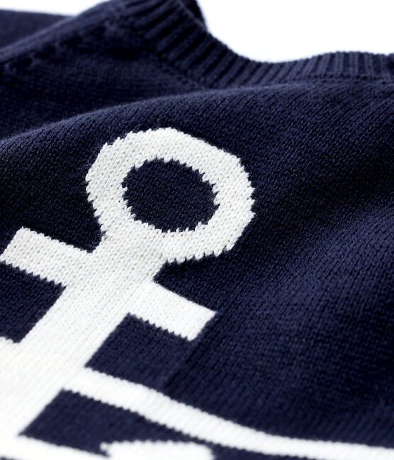 Pull in tricot jcotone/lino bebè maschio blu SMOKING/bianco MARSHMALLOW