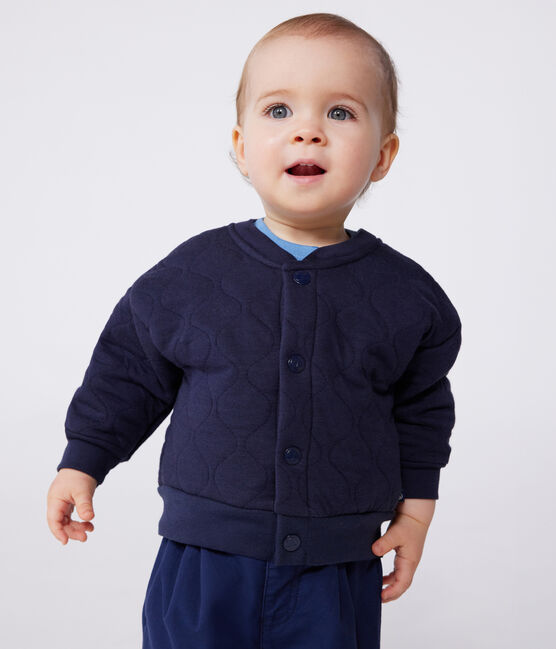 Cappotto teddy in tubique trapuntato bebè blu SMOKING