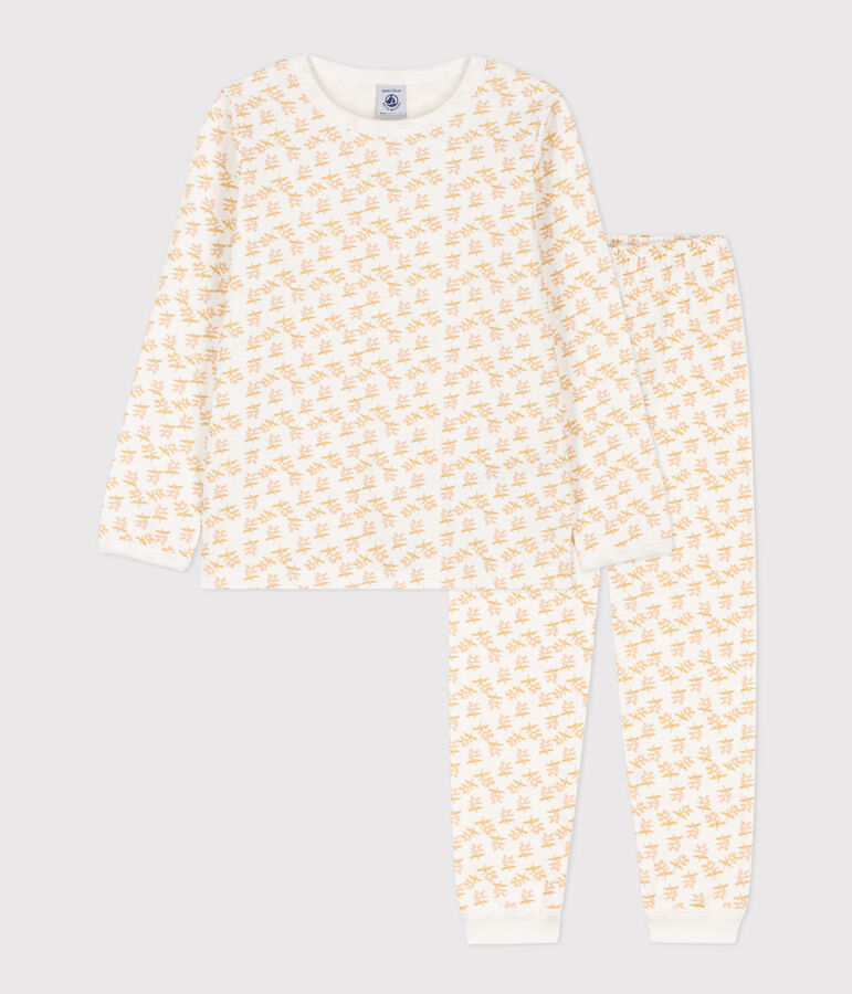 Pigiama fiore bambina in tubique bianco/multicolore