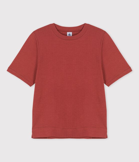 T-shirt TAGLIO BOXY IN TUBIQUE in cotone donna marrone OMBRIE