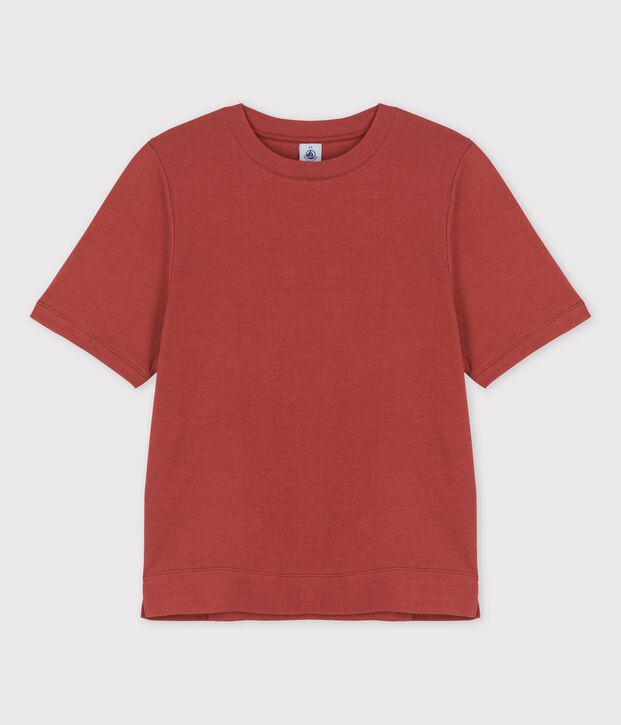 T-shirt TAGLIO BOXY IN TUBIQUE in cotone donna marrone