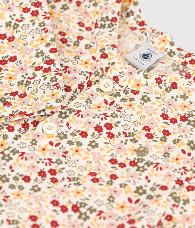 Camicia beb&egrave; fantasia in popeline ecru/multicolore