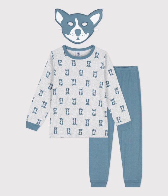 Pigiama di cotone bambino unisex con maschera e fantasia "cane"  grigio POUSSIERE/ ROVER