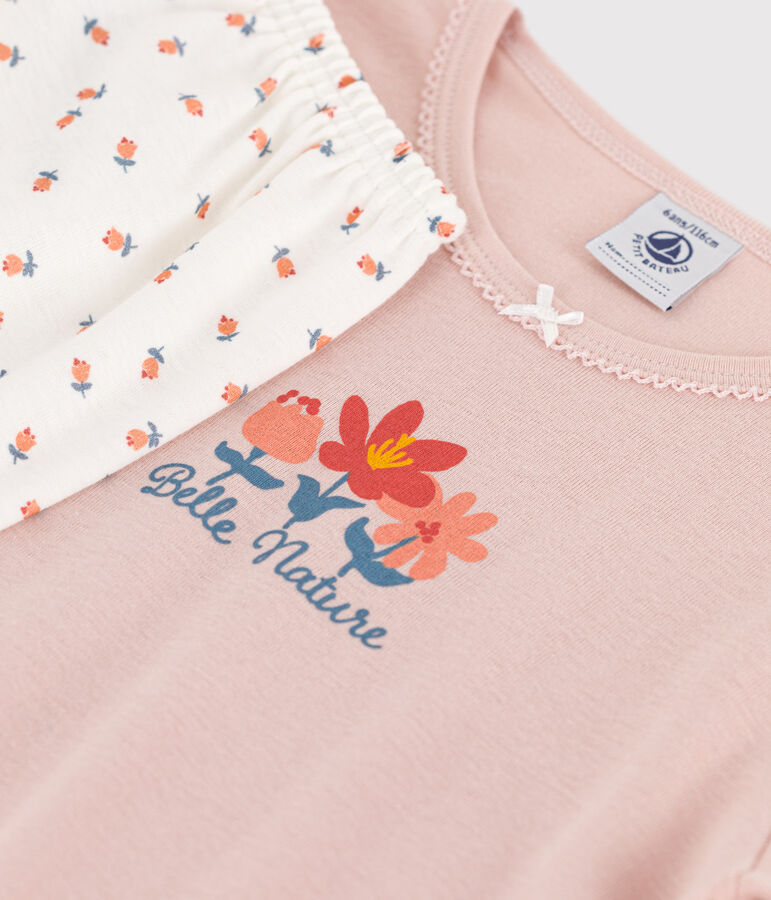 Pigiama bambina in cotone rosa/multicolore
