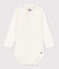 Body  a manica lunga bebè con colletto polo in cotone bianco MARSHMALLOW