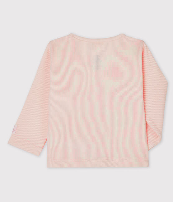 Cardigan bebè in costina 2x2 di cotone biologico rosa FLEUR