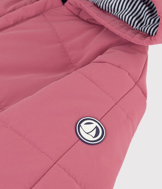 Tutina imbottita in poliestere tinta unita neonato rosa