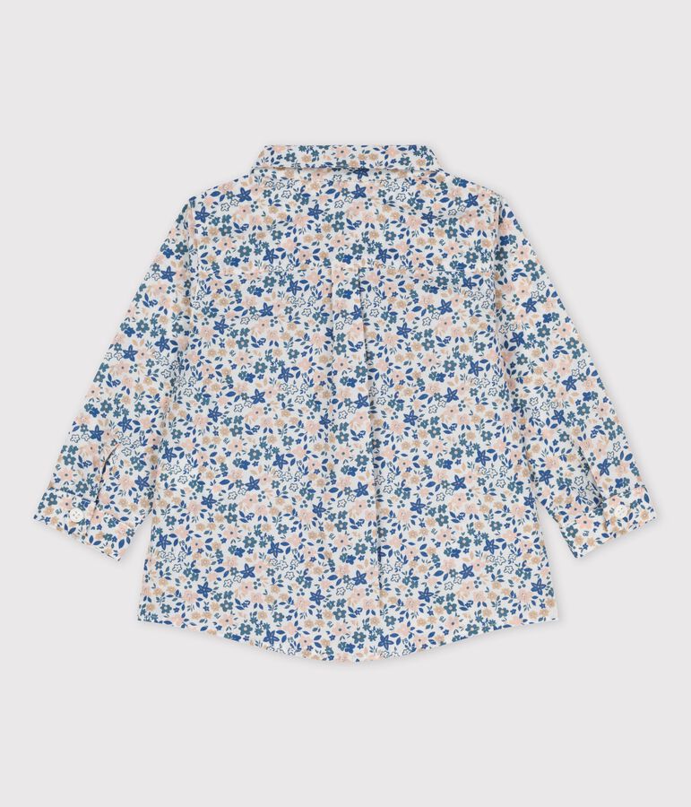 Camicia manica lunga beb&egrave; in popeline con fantasia a fiori bianco/multicolore