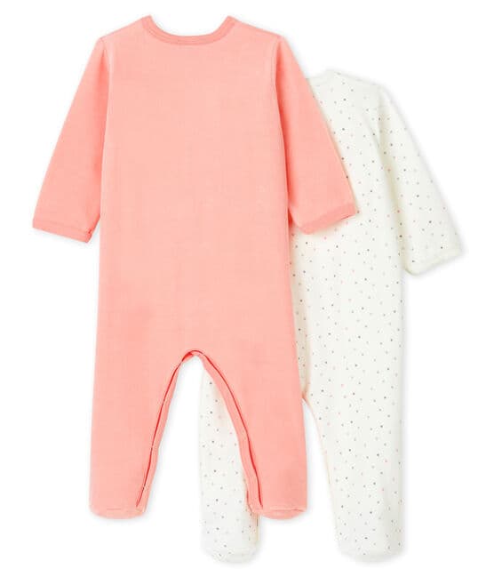 Confezione da 2 tutine pigiama bebè femmina in ciniglia variante 1