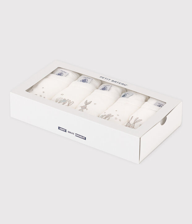 Confezione da 5 body a maniche lunghe beb&egrave; in cotone motivo coniglio multicolore