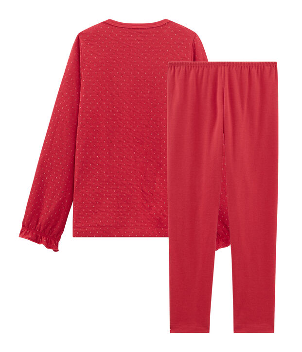 Pigiama bambina in tubique e costina rosso/giallo