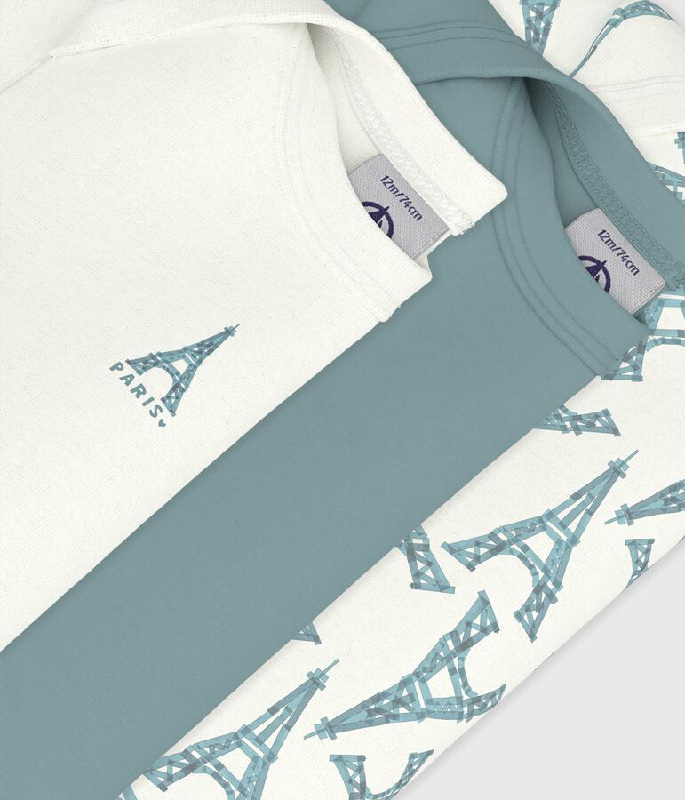 Set di body a maniche corte in cotone con stampa Tour Eiffel neonato multicolore