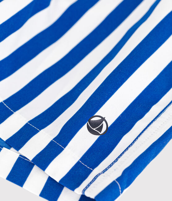 Shorts da mare stampato a righe bambino bianco MARSHMALLOW/blu SURF