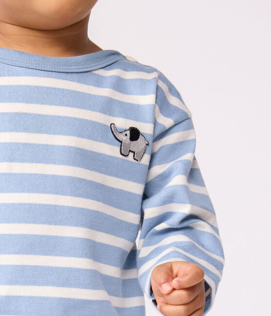 Marinière in cotone neonato blu ADRIATIC/ MILK