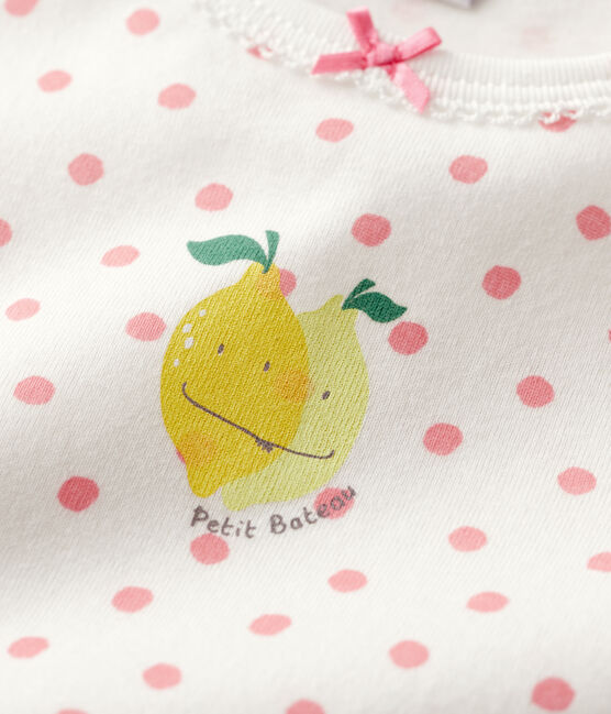 Pigiama corto a pois rosa bambina in cotone bianco MARSHMALLOW/rosa GRETEL