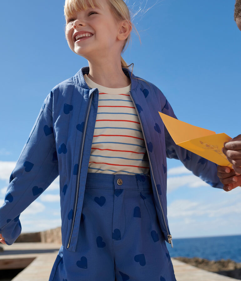 Giacca in cotone a cuori bambina blu/blu