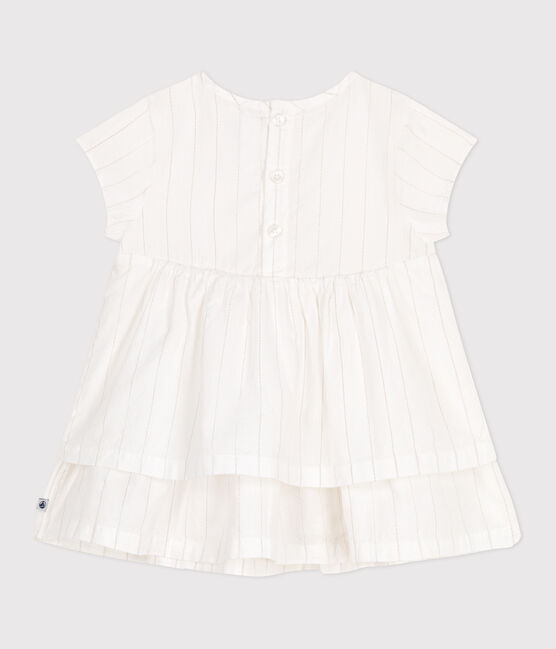 Abito da cerimonia a maniche corte in cotone leggero neonato bianco ECUME/ ARGENT