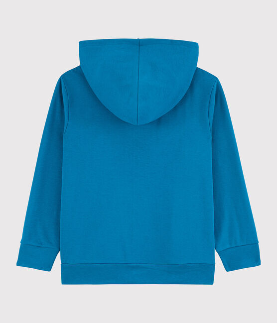 Felpa con zip e cappuccio in cotone bambino blu MYKONOS