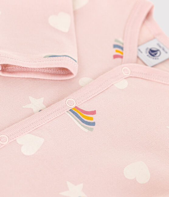 Pigiama in tessuto felpato spazzolato con stampa a stelle e cuori neonato rosa SALINE/bianco MULTICO