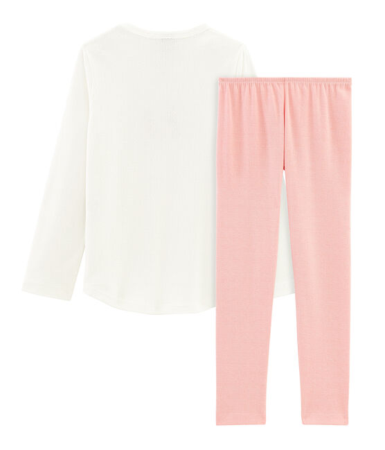 Pigiama bambina a costine bianco MARSHMALLOW/rosa ROSAKO