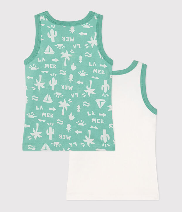 Set di 2 canotte in cotone con stampa bambino multicolore