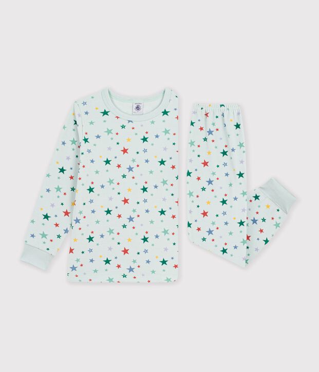 Pigiama bambino in ciniglia con stampa a stelle blu/multicolore
