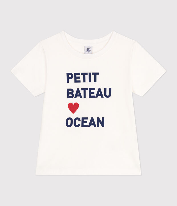 T-shirt a maniche corte in cotone con stampa bambino unisex bianco