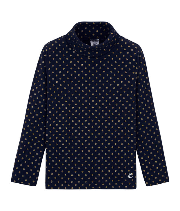 Dolcevita a pois per bambina blu/giallo