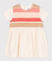 Abito a manica corta beb&egrave; con punto smock ecru/multicolore