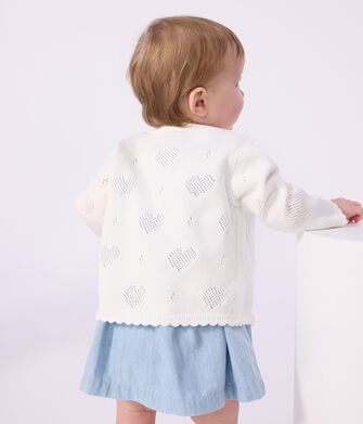 Cardigan in cotone con motivo a cuori neonata