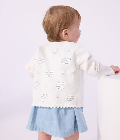 Cardigan in cotone con motivo a cuori neonata