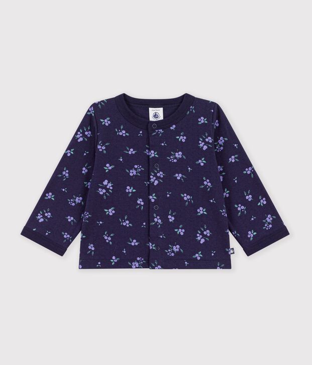 Cardigan in cotone con stampa a fiori neonata blu/multicolore