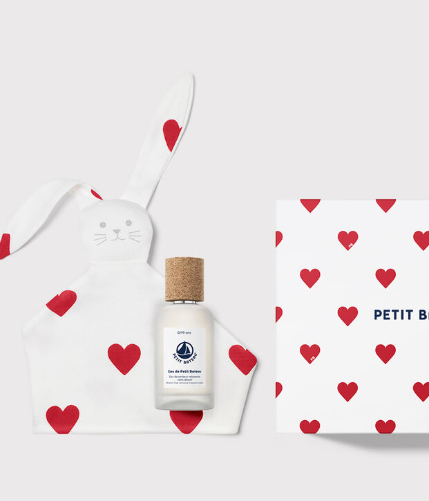 Confezione regalo di profumo per bambini da 50 ml e peluche a forma di cuore bianco/bianco