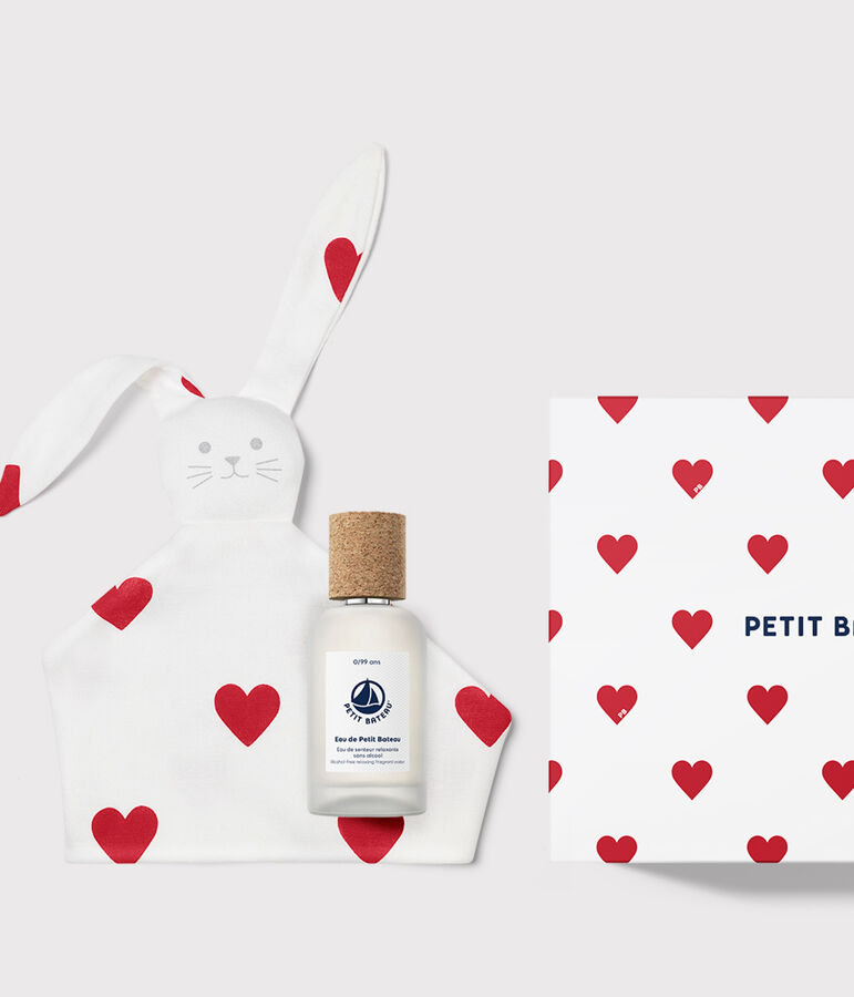Confezione regalo di profumo per bambini da 50 ml e peluche a forma di cuore bianco/bianco