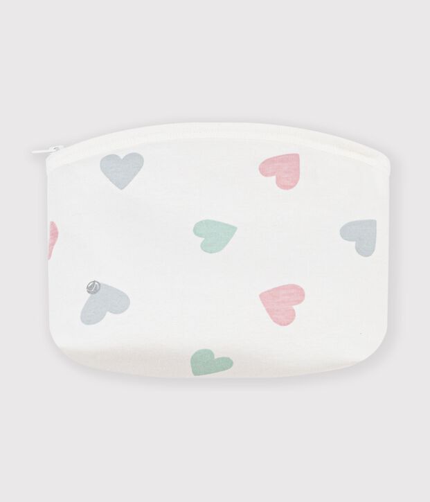 Pochette in cotone con stampa a cuori neonata bianco/multicolore