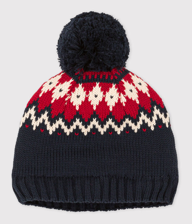 Cappellino in lana per beb&egrave;. blu/multicolore
