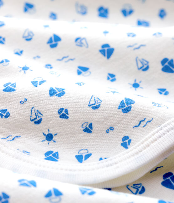 Lenzuolo maternità bebè in cotone biologico bianco MARSHMALLOW/blu COOL