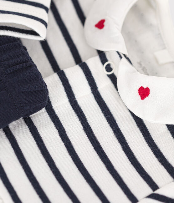 Abito e leggings in cotone neonato bianco MARSHMALLOW/blu SMOKING