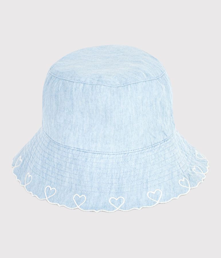 Cappellino in chambray bambina blu