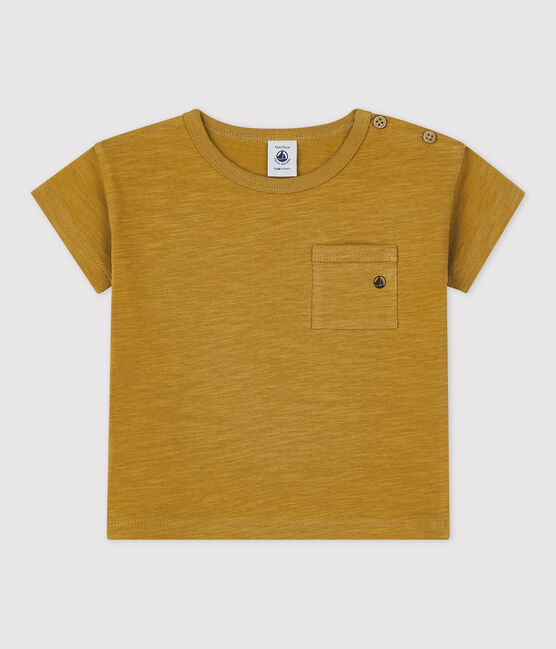T-shirt bebè tinta unita a maniche corte in jersey giallo ISTRE