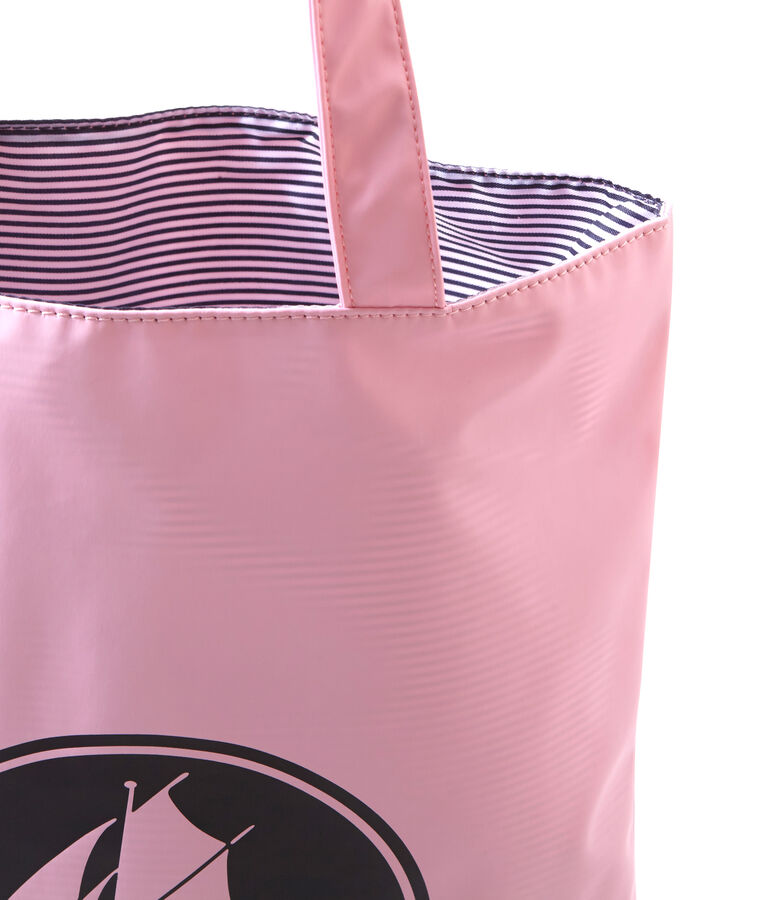 Borsa shopping per donna in tinta unita in materiale idrorepellente rosa