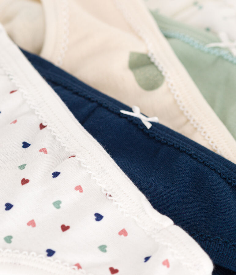 Confezione da 5 slip bambino in cotone a cuori multicolore